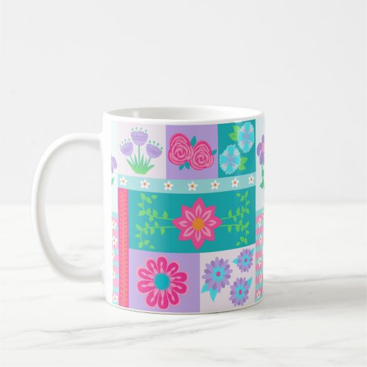 Mug Conception de fleurs vibrantes en fleurs (Gauche)