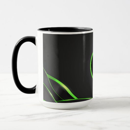 Mug Conception de fluide abstrait noir et vert | Ajout (Gauche)