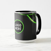 Mug Conception de fluide abstrait noir et vert | Ajout (Devant droit)