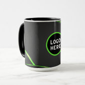 Mug Conception de fluide abstrait noir et vert | Ajout (Devant gauche)