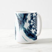 Mug Conception de fractale de fil filé bleu (Devant droit)