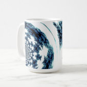 Mug Conception de fractale de fil filé bleu (Devant gauche)