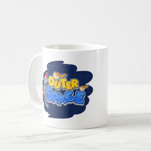 Mug Conception de fusée de dessin animé dans l'espace (Devant gauche)