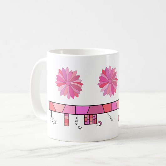 Mug Conception de griffonnage aux nuances du rose avec (Devant gauche)