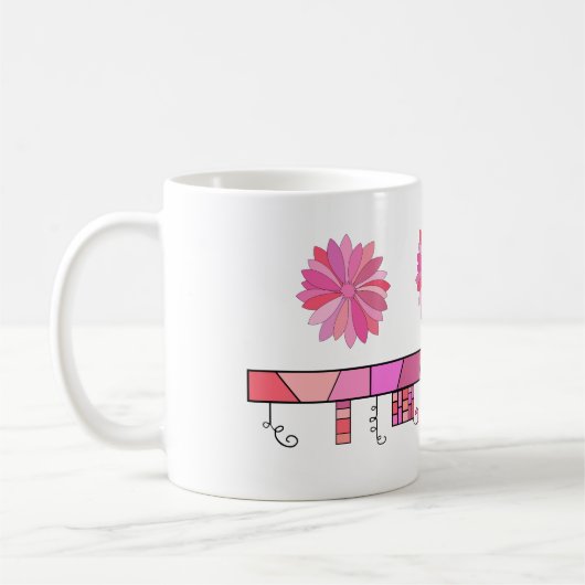 Mug Conception de griffonnage aux nuances du rose avec (Gauche)