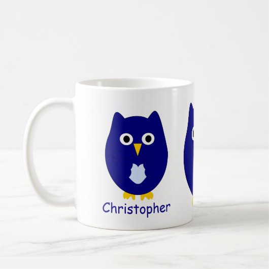 Mug Conception de hibou bleu personnalisée (Gauche)