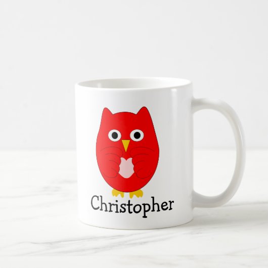 Mug Conception de hibou rouge personnalisée (Droite)