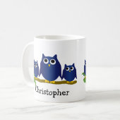 Mug Conception de hiboux bleus personnalisés (Devant gauche)