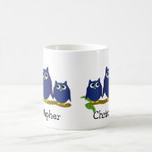 Mug Conception de hiboux bleus personnalisés (Centre)