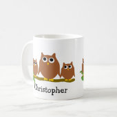 Mug Conception de hiboux bruns personnalisée (Devant gauche)
