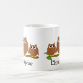 Mug Conception de hiboux bruns personnalisée (Centre)