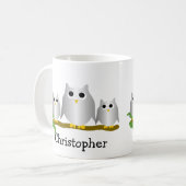Mug Conception de hiboux d'argent personnalisés (Devant gauche)