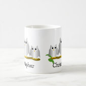 Mug Conception de hiboux d'argent personnalisés (Centre)