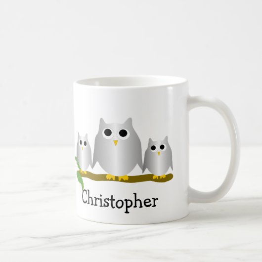 Mug Conception de hiboux d'argent personnalisés (Droite)