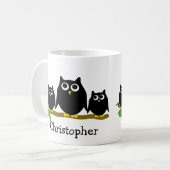Mug Conception de hiboux noirs personnalisés (Devant gauche)