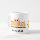 Mug Conception de hiboux orange personnalisée (Devant gauche)