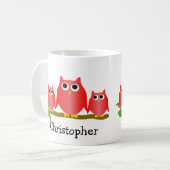 Mug Conception de hiboux rouges personnalisée (Devant gauche)