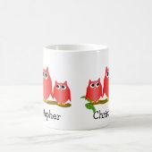 Mug Conception de hiboux rouges personnalisée (Centre)