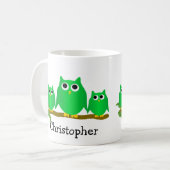 Mug Conception de hiboux verts personnalisés (Devant gauche)