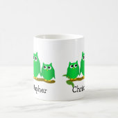Mug Conception de hiboux verts personnalisés (Centre)