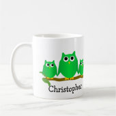 Mug Conception de hiboux verts personnalisés (Gauche)