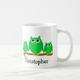 Mug Conception de hiboux verts personnalisés