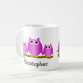 Mug Conception de hiboux violets personnalisés (Devant gauche)