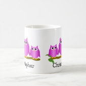 Mug Conception de hiboux violets personnalisés (Centre)