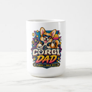Mug Conception de joueur Corgi Papa 1 Rétro Gamer