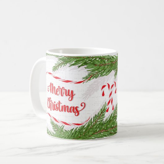 Mug Conception de Joyeux Noël avec des cannes de bonbo (Devant gauche)