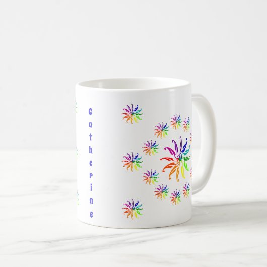 Mug - Conception de la roue couleur avec nom (Devant droit)