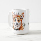 Mug Conception de la sublimation florale de Chien Corg (Devant gauche)