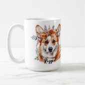 Mug Conception de la sublimation florale de Chien Corg (Gauche)