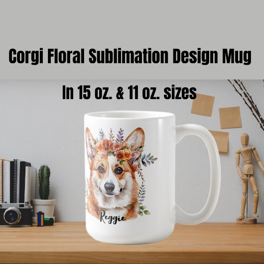 Mug Conception de la sublimation florale de Chien Corg