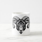 Mug Conception de la tête de ram | T-shirt noir et bla (Centre)
