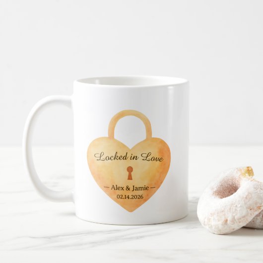 Mug Conception de l'amour de clé et de serrure à l'aqu (Avec donut)