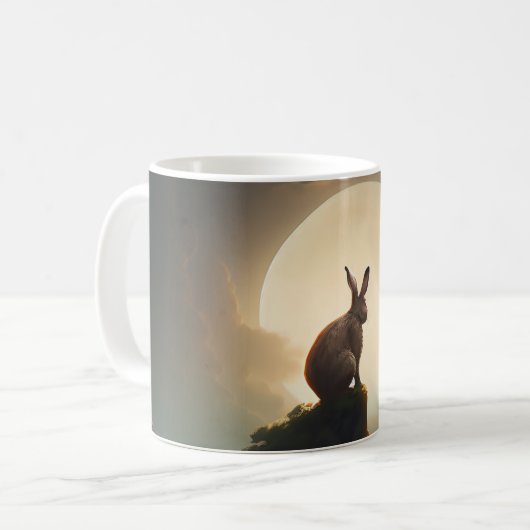 Mug Conception de l'aquarelle du lièvre (Devant gauche)