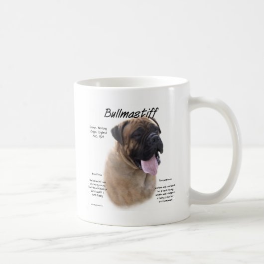 Mug Conception de l'historique Bullmastiff (fawn) (Droite)