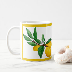 Mug Conception de ligne jaune à aquarelle de feuille d