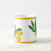 Mug Conception de ligne jaune à aquarelle de feuille d (Centre)