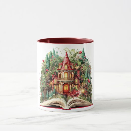 Mug Conception de livres de Noël festive (Centre)