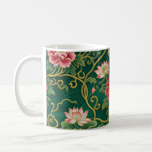 Mug Conception de lotus chinois (Gauche)