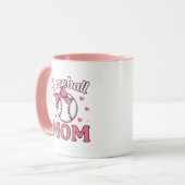 Mug Conception de maman de baseball rose mignonne (Devant gauche)