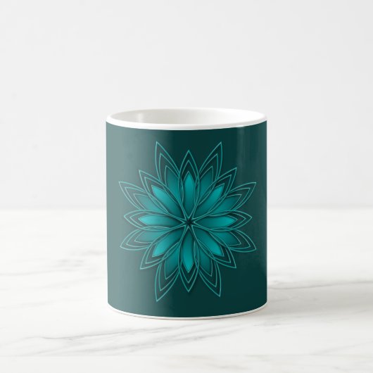 Mug Conception de mandala à feuilles sarcelles sur fon (Centre)