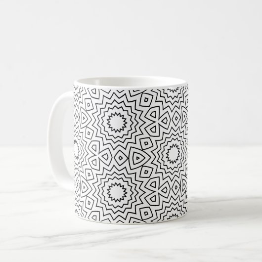 Mug Conception de mandala abstraite sans couture noir (Devant gauche)