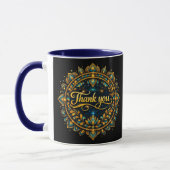 Mug Conception de mandala élégant "Merci" doré avec Lu (Gauche)