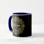 Mug Conception de mandala élégant "Merci" doré avec Lu (Devant gauche)