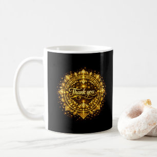 Mug Conception de mandala élégante "Merci" dorée avec