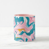 Mug Conception de marbre fluide avec rose et sarcelle (Centre)