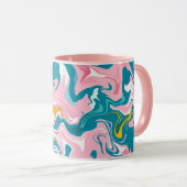 Mug Conception de marbre fluide avec rose et sarcelle (Devant droit)